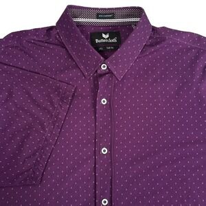 Buttercloth Icy Cotton Tall Fit Purple Micro Print Short Sleeve Shirt Mens 2XL